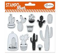 Aladine - Stampo Clear Cactus - Creative Transparent Stamps - DIY and Scrapbooking - Precise Placement of Patterns - 11 Silicone Stamps Sheet