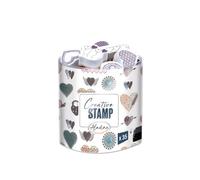 Aladine - Stampo Scrap Coeurs - Stamp kit for Creative Cartery - Scrap, DIY, creative leisure - Stamp set to take everywhere + Black Ink Included - Heart Theme