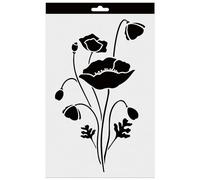 Aladine - Stencil Poppy 20 x 30 cm - Stencil for Decorating All Surfaces - Stencil Felt, Paint, Airbrush - Poppy Drawing - 81226