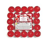 Aladino 4 Hour Tealight Candles - Pack Of 25 - Frosted Cherries Scented Tealights - Long Lasting Fragranced Candles For Home