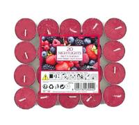 Aladino 7 Hour Nightlight Candles Pack Of 20 - Mixed Berries Scented Long Burning Tealights - Sweet Fruity Home Fragrance Candles