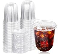 Alaeseje 50 Pack Clear Plastic Cups with Strawless Sip Lids,12 oz Iced Coffee Cups with Lids,Disposable PET Crystal Cups,Round Bottom To Go Cup for Iced Coffee Juice Smoothie Cold Beverage