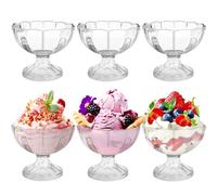 Alaeseje 8 oz Ice Cream Dessert Bowl,6 Pack Thickened Acrylic Bowl with Heavy Base,Clear Reusable Plastic Snack Dessert Cups for Party Summer Cookout Food Service