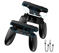 ALAFLY 2-in-1 Grips Compatible with Nintendo Switch 2 Joycons for Fitness Boxing, Anti-Slip Wrist Strap & Wear-Resistant Handle for Switch2 2025, 2 Pack-Black
