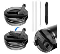 ALAFLY 2 Pack 40 oz Flip Straw Lid Replacement for Stanley Quencher Cup, Leak Proof Splash Resistant Tumbler Lids, Detachable & Easy Cleaning, Reusable Stanley Cup Accessories, Black