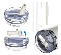 ALAFLY 2 Pack 40 oz Flip Straw Lid Replacement for Stanley Quencher Cup, Leak Proof Splash Resistant Tumbler Lids, Detachable & Easy Cleaning, Reusable Stanley Cup Accessories, White