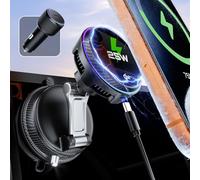 ALAFLY Qi2.2 25W Certified for MagSafe Car Mount Charger, Wireless Car Charger with TEC & Cooling Fan, 360°Rotation Strong Magnetic Phone Holder for Car with 45W Adapter for iPhone 17 Pro Max 16 15