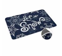 ALAGEO Christmas Decorative Doormat-Let It Snow Door Mats Blue Winter Snowflake Welcome Floor Mat Seasonal Winter Christmas Holiday Door Mat Entrance Rug Non Slip Rubber Mat for Indoor Outdoor 20x32