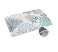 ALAGEO Doormat Nautical Coastal Ocean Coral Welcome Mat Entrance Floor Mat Starfish Beach Blue Teal Door Mar Indoor Outdoor Entrance Floor Mat Non Slip Rubber Mat 20 x 32 inch