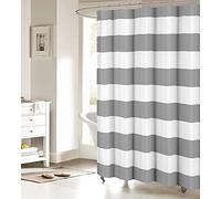 ALAGEO Grey Stripe Shower Curtain for Bathroom, Gray White Stripe Polyester Fabric Shower Curtains Decorative Curtains for Bathroom Curtain Sets with Hooks Extra Long 72" x 84"