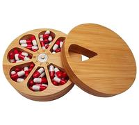 Alagoal Wood Daily Weekly Vitamin Medicine Pill Organizer Case Box,Kitchen Salt Spice Cellar Containers,Nail Art Glitters Crystals Organizer,Earring Ring Jewelry Storage Decorative Box (Bamboo)