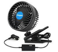 Alagoo Car Fan 6'' 12V Fan Cool Gadgets Clip Fan for Front Rear Seat Passenger Portable Car Seat Fan Electric Car Fans Quiet Car Air Conditioner with Cigarette Lighter Plug for Car/Vehicle SUV, RV