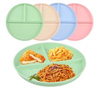 ALAHUGYEF 4 Pcs Divided Dinner Plates Sets, 8.6 Inch Portion Control, Unbreakable Reusable Deep Diet Picnic Plates Dishes for Adult Food Dessert, Microwave Safe