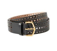 Alaïa Black Laser-Cut Leather Belt with Gold-Tone Buckle - 65 / IT36 / UK4 / W26