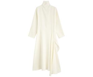 Alaïa Draped Asymmetric Silk-blend Midi Dress - White - 38 (UK10 / S)