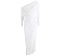 Alaïa Off-the-shoulder Plissé Maxi Dress - White - 38 (UK10 / S)