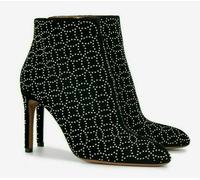 Alaïa Paris Velvet Studded Laser Cut Ankle Boots Pumps Shoes 38