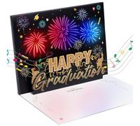 Alaiyaky Graduation Card 3D Pop-up Music Lights 2024 Graduation Cards with Fireworks Graduation Celebration Gifts for High School College,University Master's