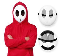 Alaiyaky Shy Guy Mask White Mask for Adult, Halloween Mask Therian Mask Mario Masks Shy Guy Cosplay Mask, Anime Mask Funny Mask for World Book Day Halloween Christmas (F, Men)