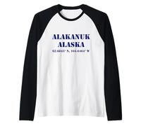 Alakanuk Alaska USA Coordinates Raglan Baseball Tee