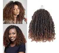 Alaleibaby 9 Packs Yanky Twist 14 inch Crochet Hair Pre-Twisted Curly Braiding Hair Extensions Pre-looped brown Yanky Twists Hair with Curls (T30#, 14 Inch (Pack of 9))