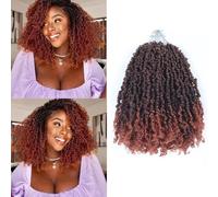Alaleibaby 9 Packs Yanky Twist 14 inch Crochet Hair Pre-Twisted Curly Braiding Hair Extensions Pre-looped brown Yanky Twists Hair with Curls (T350#, 14 Inch (Pack of 9))