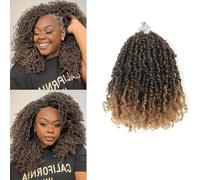 Alaleibaby 9 Packs Yanky Twist 14 inch Crochet Hair Pre-Twisted Curly Braiding Hair Extensions Pre-looped brown Yanky Twists Hair with Curls (T27#, 14 Inch (Pack of 9))