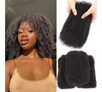 Alaleibaby Afro Kinkys Bulk Human Hair 10 Inch 3 Bundles 100％ Human Hair for Draedlock Extensions Repair Locs Afro kinkyhair For Braiding Twist Braids (Natural Black, 10 Inch (Pack of 3))