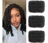 Alaleibaby Afro Kinkys Bulk Human Hair 12 Inch 3 Bundles 100％ Human Hair for Draedlock Extensions Repair Locs Afro kinkyhair For Braiding Twist Braids (12 Inch (Pack of 3))