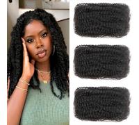 Alaleibaby Afro Kinkys Bulk Human Hair 16 Inch 3 Bundles 100% Human Hair for Draedlock Extensions Repair Locs Afro kinkyhair For Braiding Twist Braids (16 Inch (Pack of 3)
