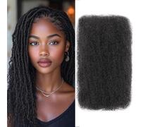 Alaleibaby Afro Kinkys Bulk Human Hair 18 Inch 3 Bundles 100% Human Hair for Draedlock Extensions Repair Locs Afro kinkyhair For Braiding Twist Braids (Natural Black, 18 Inch (Pack of 3))