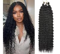 Alaleibaby Ocean Wave Crochet Hair 14 inch Deep Wave Crochet Hair 3packs Deep Wave Braiding Extensions Ocean Wave Braiding Hair for Black Women