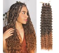Alaleibaby Ocean Wave Crochet Hair 22 inch Deep Wave Crochet Hair 3packs Deep Wave Curly Braiding Hair Extensions Ocean Wave Braiding Hair for Black Women (T30#, 22 Inch(Pack of 3))