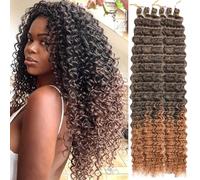 Alaleibaby Ocean Wave Crochet Hair 22 inch Deep Wave Crochet Hair 6 Packs boho hair for braiding Hair Extensions curly Braiding Hair for Black Women water wave crochet hair(T30#, 22 Inch(Pack of 6))