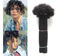 Alaleibaby0.6cmThickness 6 Inch 20 Strands Real Human Hair Dreadlock Extensions for Man/Women Full Head Handmade Permanent loc Extensions Bundles Can Be Dyed Bleached Curled and Twisted