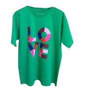 Alam Exclusive Women's Ladies Oversized Love Print Short Sleeve T-Shirt Casual Top Round Neck Sport Loose Club Party (UK, Numeric, 12, 14, Regular, Regular, Green)