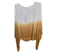 Alam Exclusive Women's Ombre Batwing Top, White to Pink Gradient, Loose Fit (UK, Numeric, 10, 16, Regular, Regular, Rust)