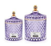 ALAMHI 2 Pack Qtip Holder Apothecary Jars with Lids, Purple Bathroom Accessories Aesthetic Room Decor Bathroom Decor Sets, Cotton Ball Storage Organizer for Cotton Swab, 20oz+10oz