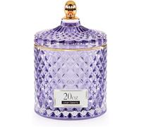 ALAMHI Candy Dish Glass Cookie Jar with Lid Candy Bowl for Office Desk Decor, Apothecary Jars Purple Bathroom Accessories Cute Room Decor Aesthetic, Q Tip Holder Decorative Glass Jewelry Box (20oz)