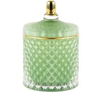 ALAMHI Candy Dish with Lid Glass Decorative Box, Vintage Jewelry Box Trinket Boxes, Small Candy Jar with Lid Crystal Apothecary Decor, Birthday Gifts For Friends Female, Green