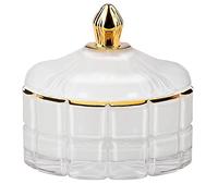 ALAMHI Decorative Candy Bowl Candy Jar with Lid, Candy Dish Storage Food Cotainers Jar, Glass Trinket Box Jewelry dish, Apothecary Jars Keepsake Boxes with Lids Modern Home Decor (White)