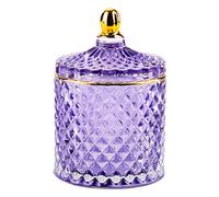 ALAMHI Glass Jewelry Box Purple Trinket Dish Crystal Candy Jars with Lids Candy Dishes Decorative Apothecary Jars Small Storage Candy Bowl Unique Gifts for Women
