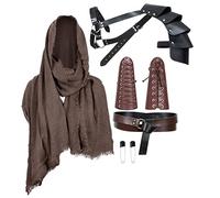 ALAMIYA Medieval Knight Leather Belt Shawl Men Renaissance Half Shoulder Cape Scarf Buckle Bracers Retro Accessories(Type14), Type14, One size