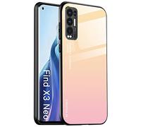 ALAMO Ombre Glass Case for Oppo Find X3 Neo, Colourful Tempered Glass Case + TPU Silicone - Colour 1