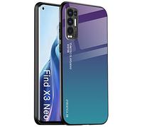 ALAMO Ombre Glass Case for Oppo Find X3 Neo, Colourful Tempered Glass Case + TPU Silicone - Colour 3
