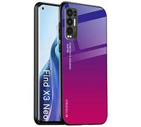 ALAMO Ombre Glass Case for Oppo Find X3 Neo, Colourful Tempered Glass Case + TPU Silicone - Colour 4
