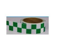 Alamor 25mm x 1m Warning Caution Reflective Sticker Dual Color Chequer Roll Signal - White+Green