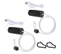 ALAMSCN 2PCS Aquarium Air Pump Portable Mini USB Powered Silent with Air Stone, 1W Mini USB Fish Tank Oxygen Air Pump for Small Aquariums, Ponds