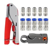 ALAMSCN Coax Cable Crimper Kit Compression Crimping Tool 5PCS F Compression Connector + 5PCS F-Type Coaxial RG6 Coupler for Coaxial Cable RG59 RG6