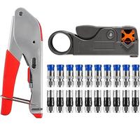 ALAMSCN Coax Cable Crimper Kit Compression Crimping Tool Coaxial Cable Stripper + 20PCS F Compression Connector for Coaxial Cable RG59 RG6